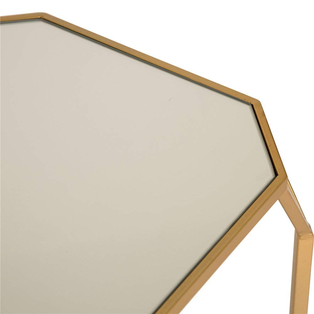 Glitzhome Modern Nesting Tables, Set of 2 Coffee Table with Tempered Glass Top, Side/End Tables for Living Room Bedroom, Accent Tea Tables with Metal Frame - Golden