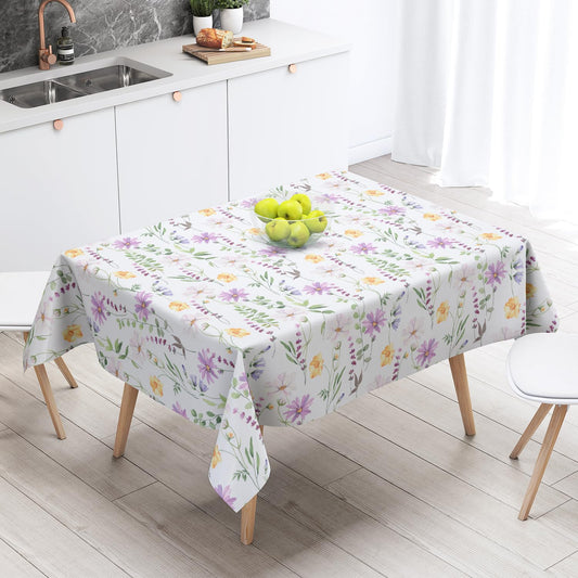 HAIRUO Floral Rectangle Tablecloth Watercolor Wild Flowers Table Cover Decor Cover, Farmhouse Spring Floral Tablecloth for Dinning Tables Party Decor,55"X70"