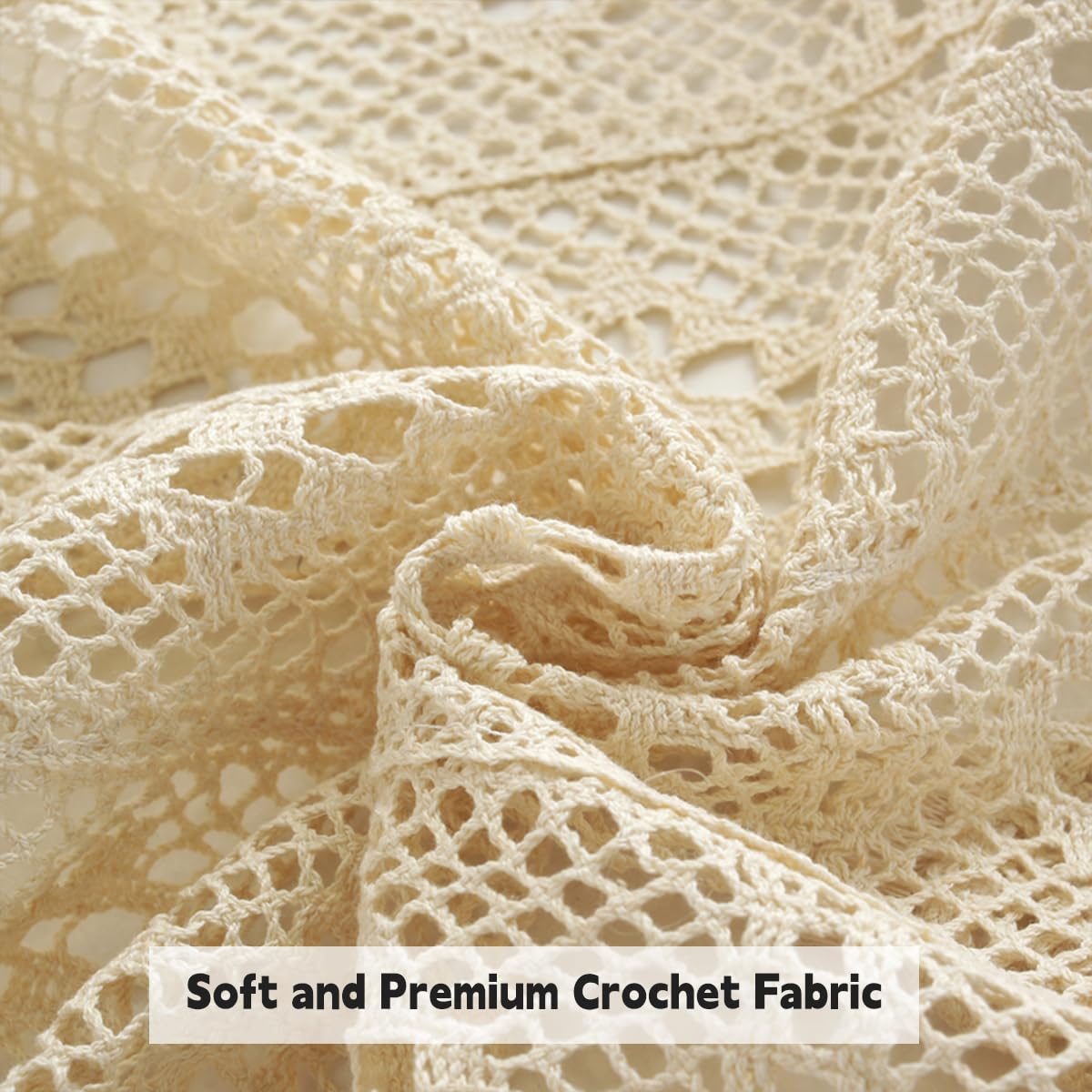 Quesera Crochet Tablecloths Lace Doilies Square Tablecloths Beige Cotton Table Cover Table Topper Wedding Home Party Decoration 34x34 Inch