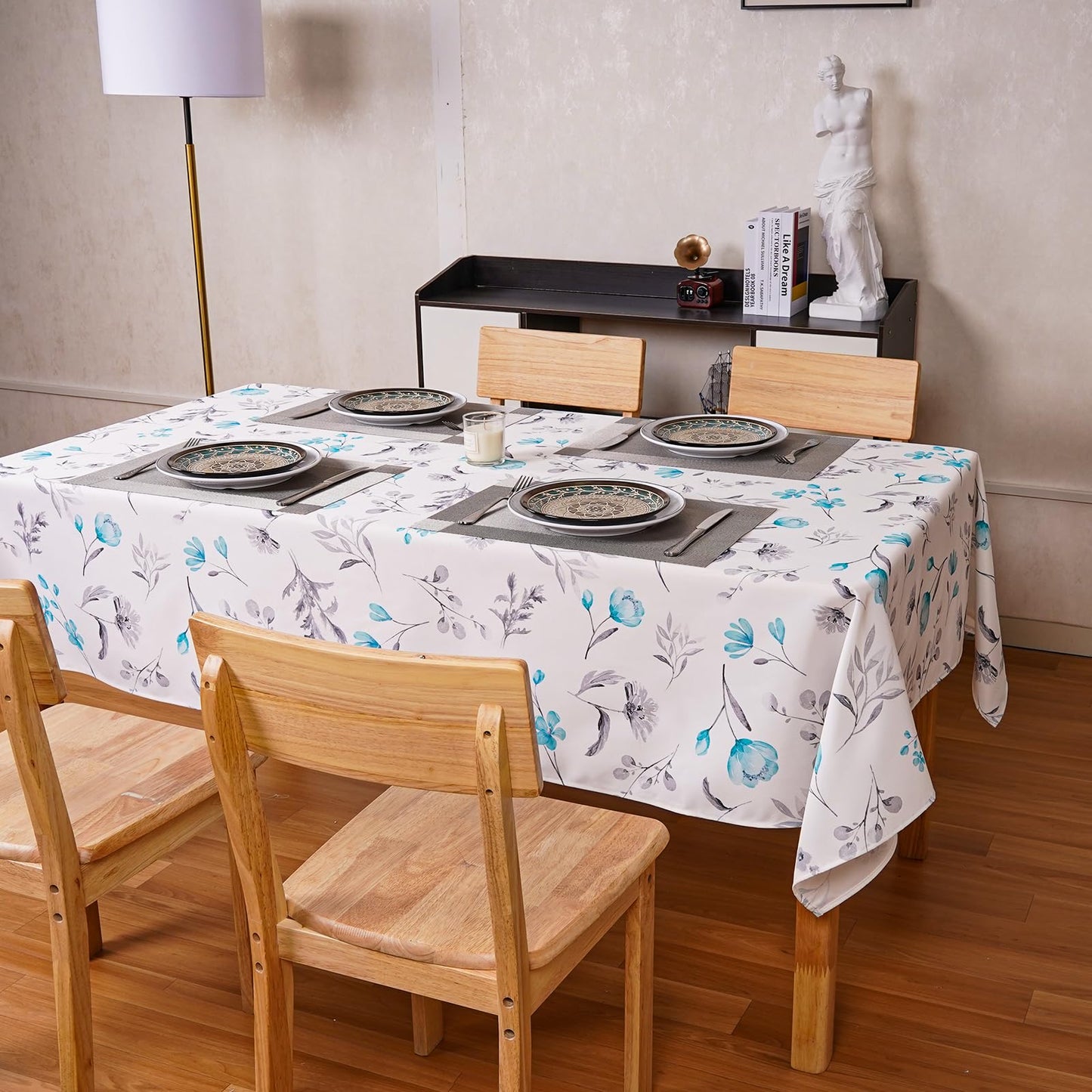 Round Tablecloth 60Inch Green Floral Table Cloth Waterproof Spill-Proof Wrinkle Free Table Cover for Outdoor Party Picnic Dinner Patio Halloween Fall Decor