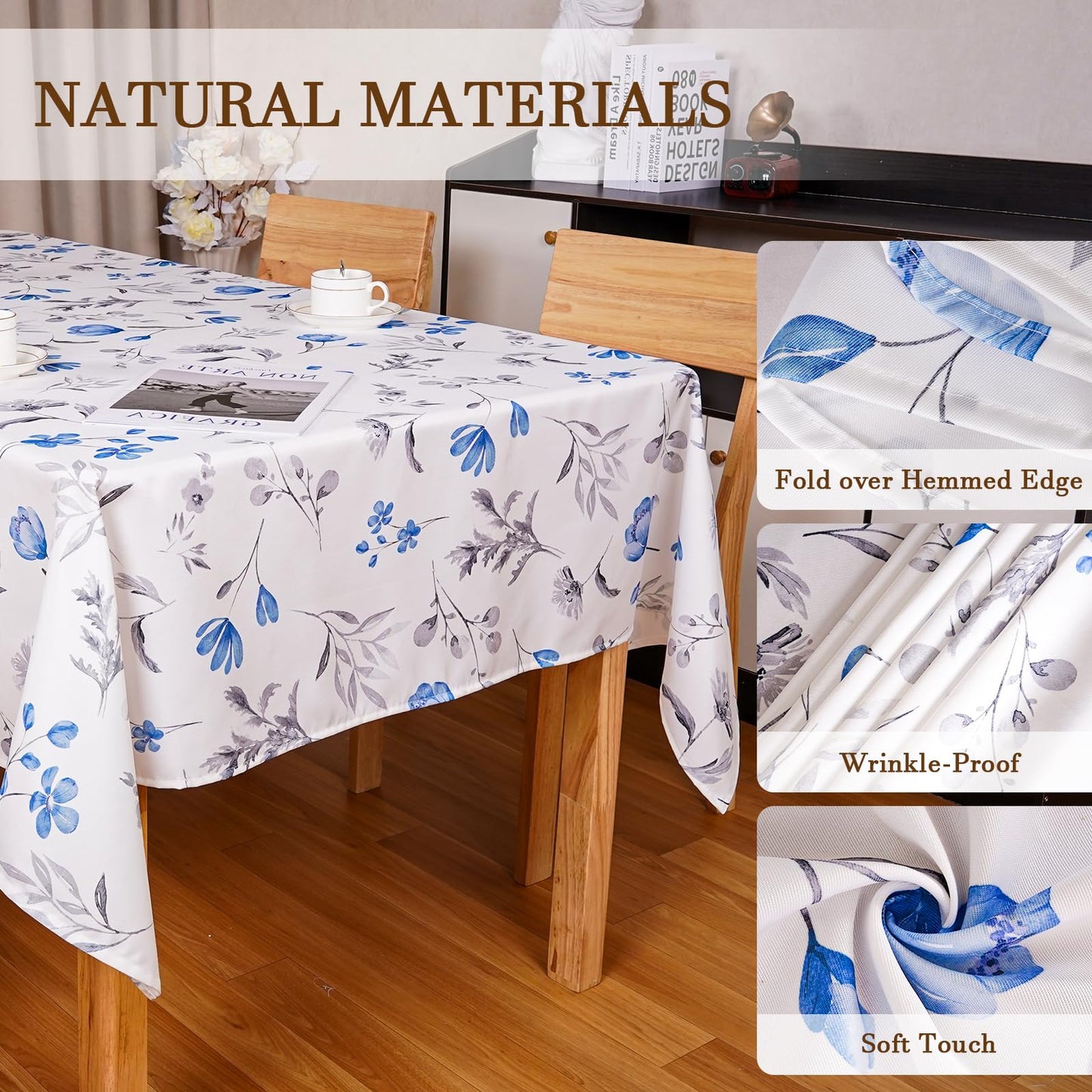 Round Tablecloth 60Inch Green Floral Table Cloth Waterproof Spill-Proof Wrinkle Free Table Cover for Outdoor Party Picnic Dinner Patio Halloween Fall Decor