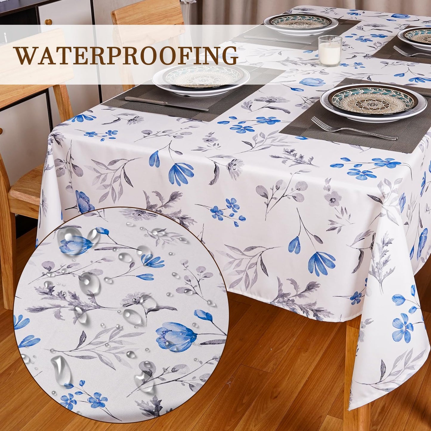 Round Tablecloth 60Inch Green Floral Table Cloth Waterproof Spill-Proof Wrinkle Free Table Cover for Outdoor Party Picnic Dinner Patio Halloween Fall Decor