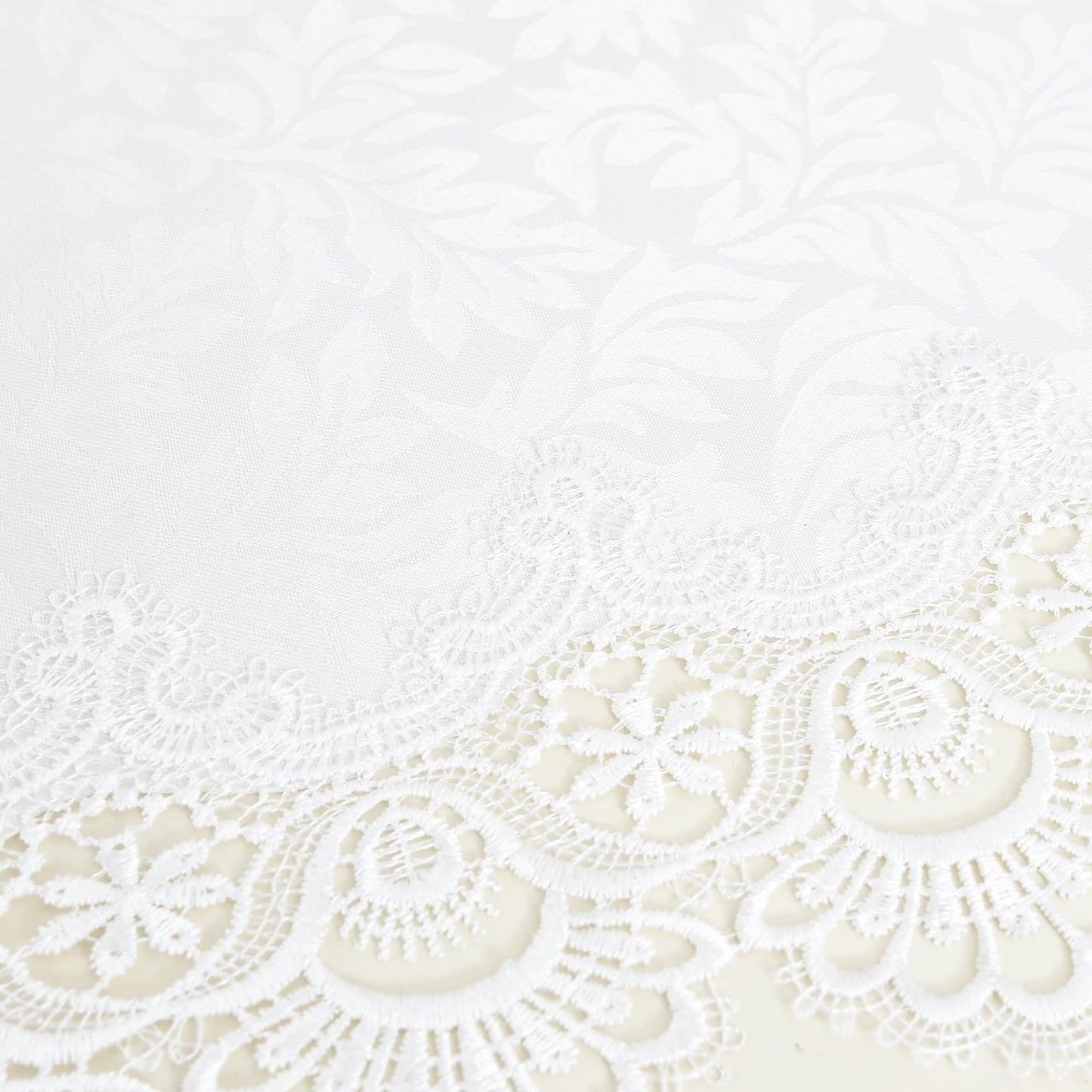 Wolkemer Small Square Tablecloth Elegant White Lace Jacquard Round Doily Tablecloths Table Topper Decoration Cover for Home Dresser Scarf and Table Centerpiece 24 x 24 Inch