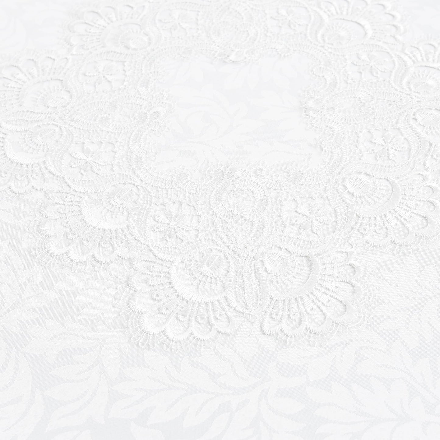 Wolkemer Small Square Tablecloth Elegant White Lace Jacquard Round Doily Tablecloths Table Topper Decoration Cover for Home Dresser Scarf and Table Centerpiece 24 x 24 Inch