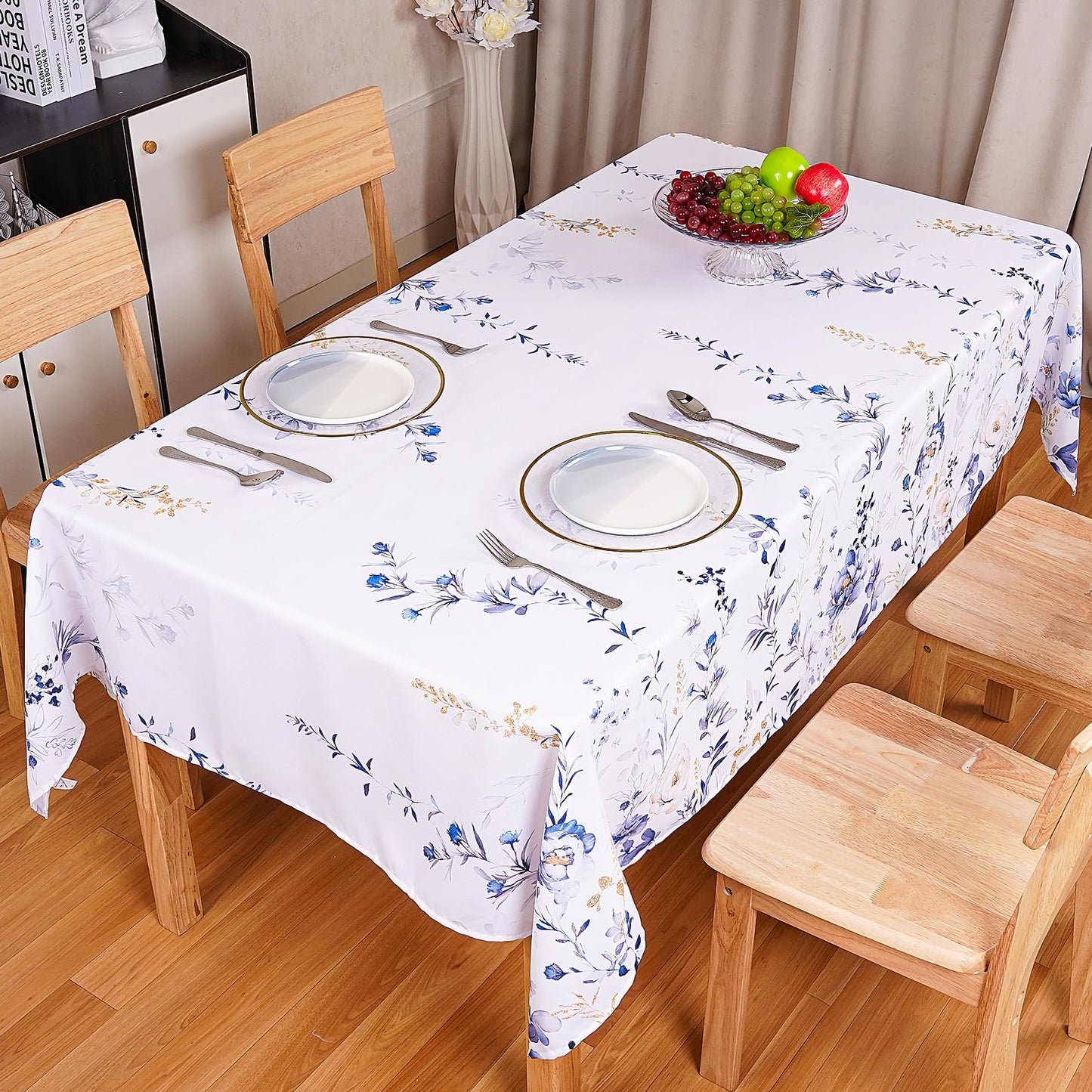 Round Tablecloth 60Inch Green Floral Table Cloth Waterproof Spill-Proof Wrinkle Free Table Cover for Outdoor Party Picnic Dinner Patio Halloween Fall Decor