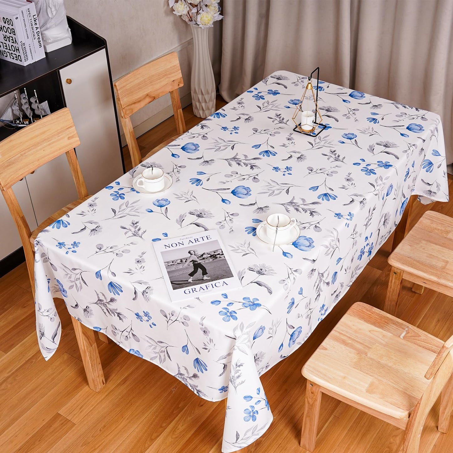 Round Tablecloth 60Inch Green Floral Table Cloth Waterproof Spill-Proof Wrinkle Free Table Cover for Outdoor Party Picnic Dinner Patio Halloween Fall Decor