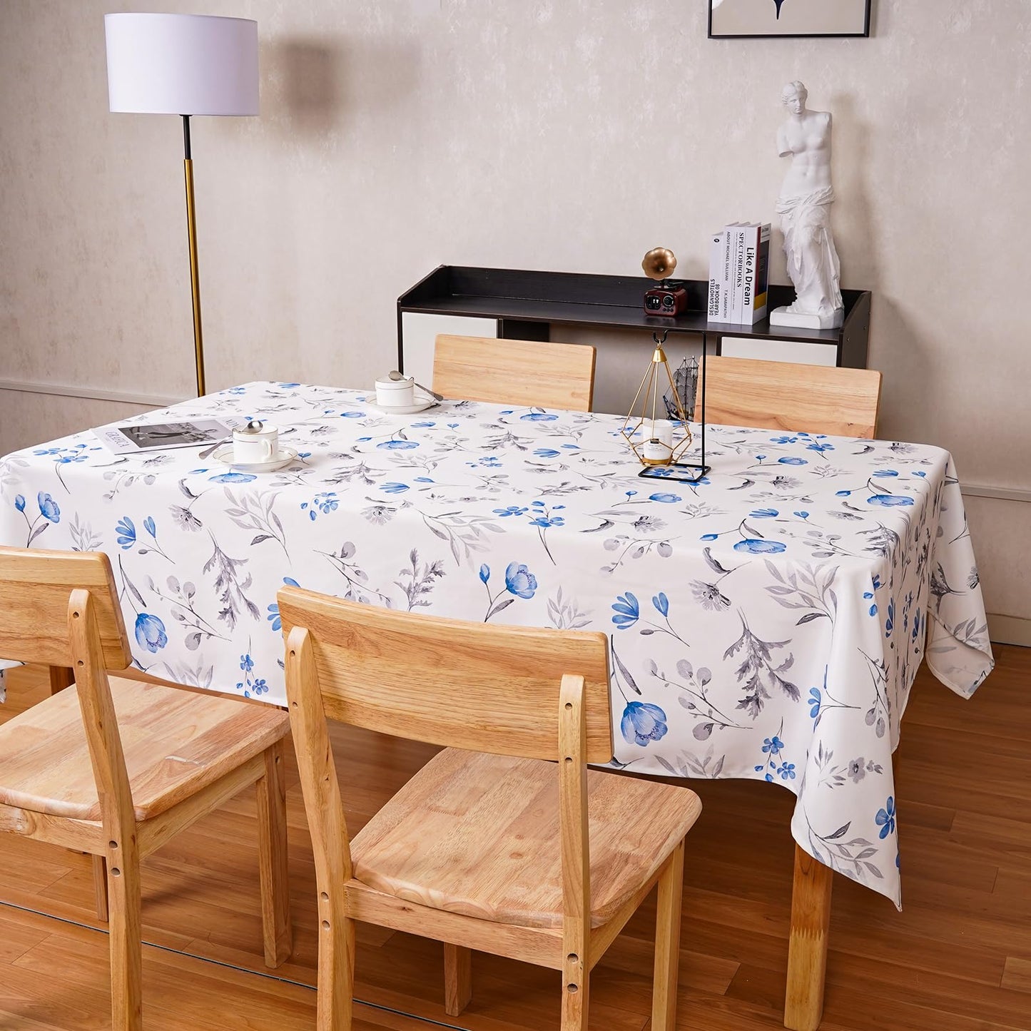 Round Tablecloth 60Inch Green Floral Table Cloth Waterproof Spill-Proof Wrinkle Free Table Cover for Outdoor Party Picnic Dinner Patio Halloween Fall Decor