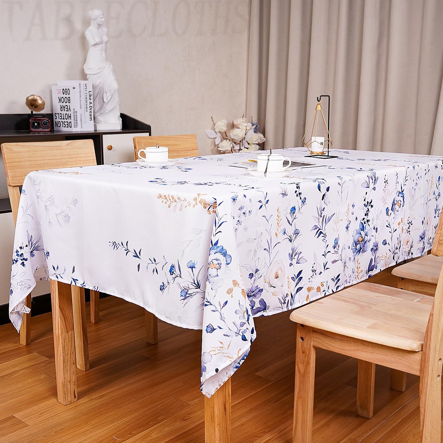 Round Tablecloth 60Inch Green Floral Table Cloth Waterproof Spill-Proof Wrinkle Free Table Cover for Outdoor Party Picnic Dinner Patio Halloween Fall Decor