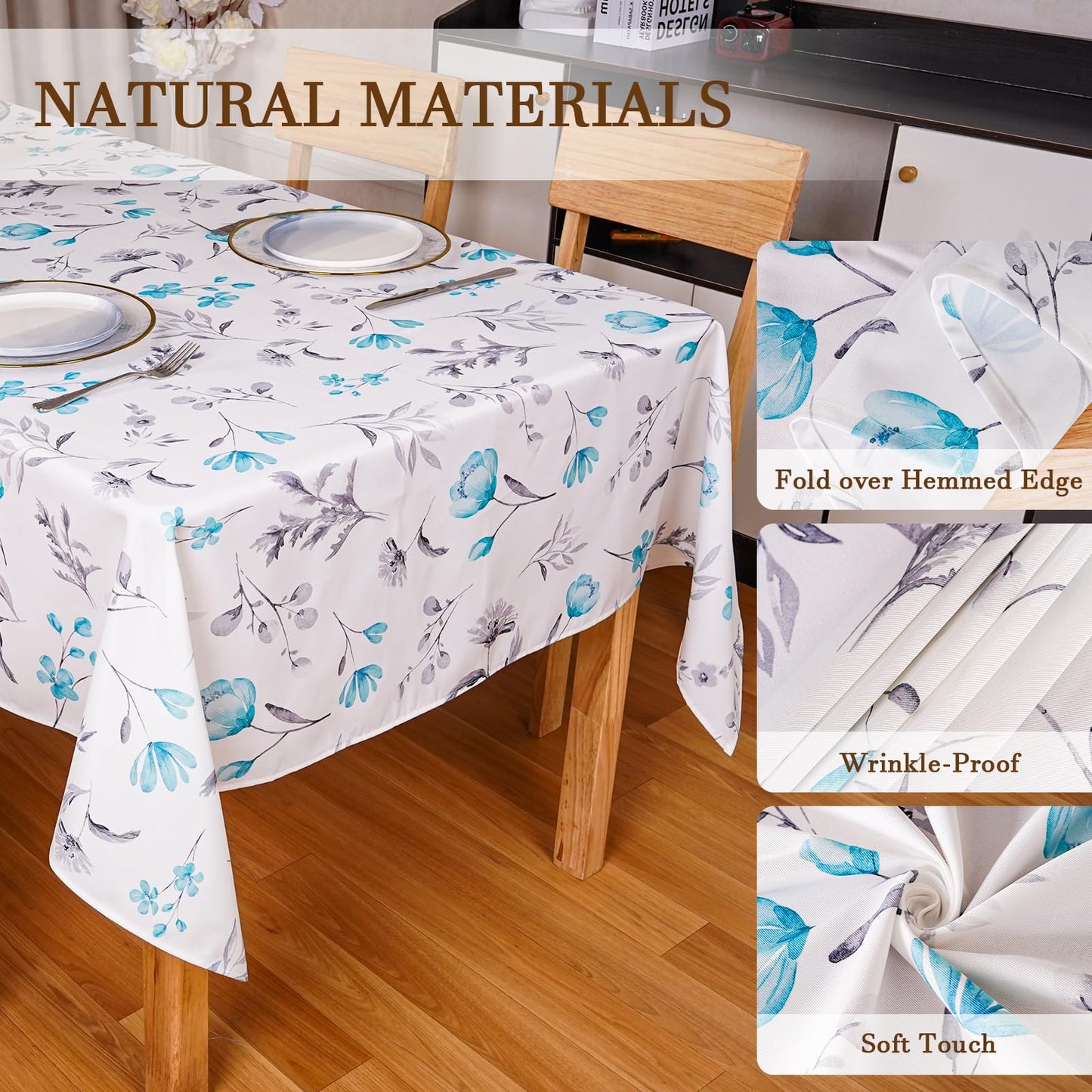 Round Tablecloth 60Inch Green Floral Table Cloth Waterproof Spill-Proof Wrinkle Free Table Cover for Outdoor Party Picnic Dinner Patio Halloween Fall Decor