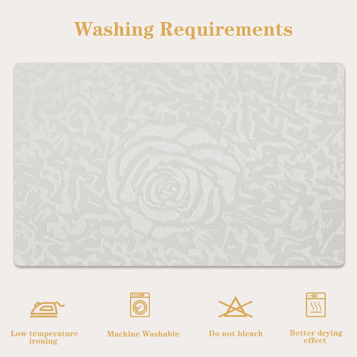 HAORUI Square Jacquard Tablecloth Peony Damask Patterns Table Cloth Cover for Round Nightstand End Bedside Table Tabletop Decoration (Ivory, 36x36 inch)