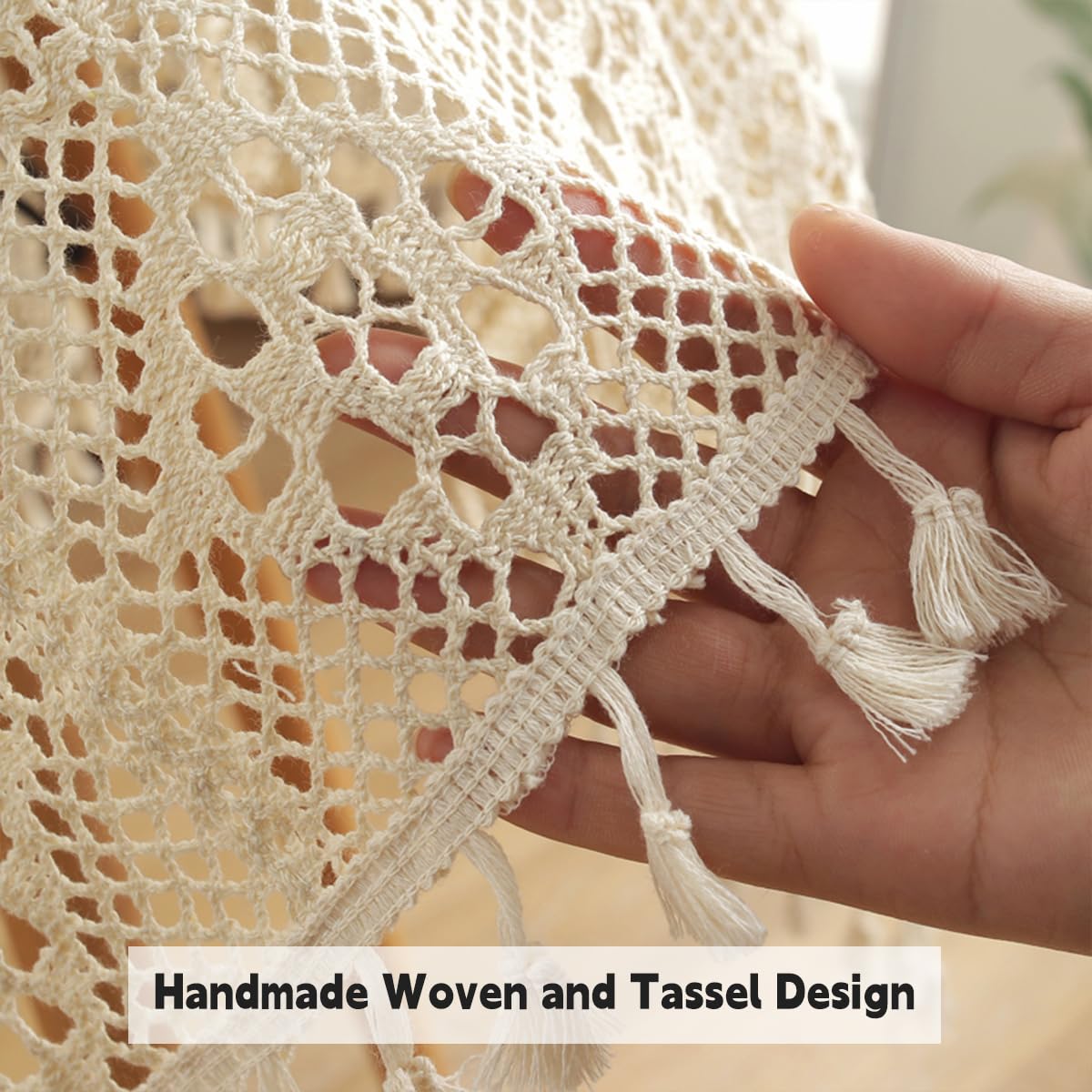 Quesera Crochet Tablecloths Lace Doilies Square Tablecloths Beige Cotton Table Cover Table Topper Wedding Home Party Decoration 34x34 Inch