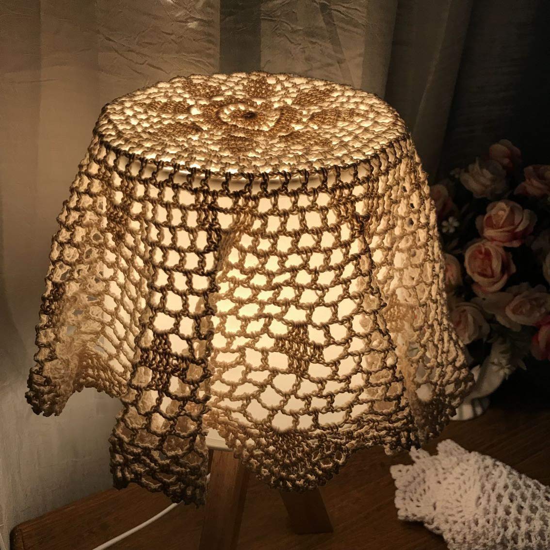 Damanni Cotton Handmade Crochet Lace Tablecloth Doilies Doily,Round,White,19 Inch