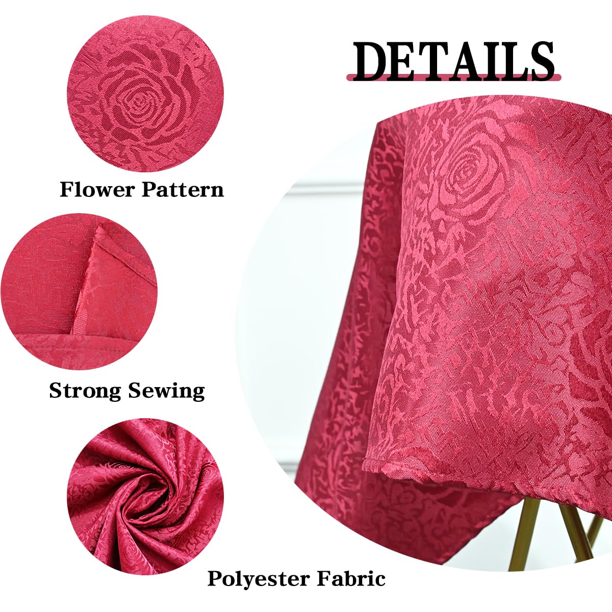 HAORUI Square Jacquard Tablecloth Peony Damask Patterns Table Cloth Cover for Round Nightstand End Bedside Table Tabletop Decoration (Ivory, 36x36 inch)