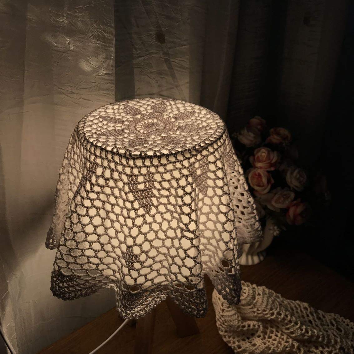 Damanni Cotton Handmade Crochet Lace Tablecloth Doilies Doily,Round,White,19 Inch