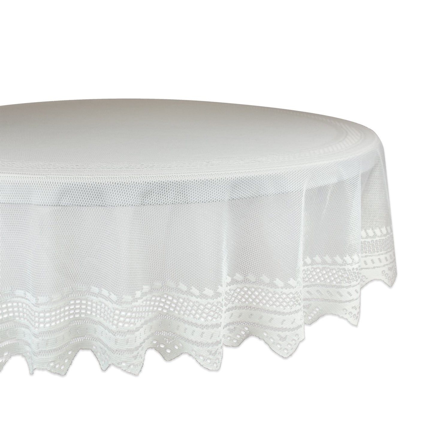 DII Home Essentials 100% Polyester, Machine Washable, Shabby Chic, Vintage Tablecloth or Overlay 63" Round, Floral Lace