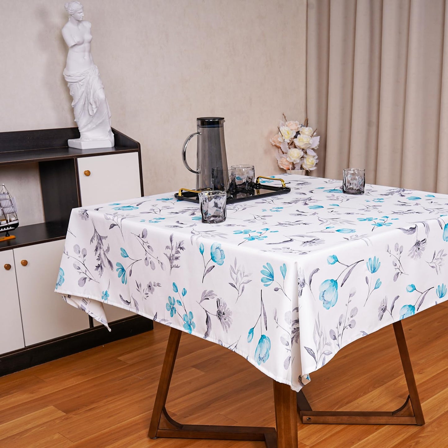 Round Tablecloth 60Inch Green Floral Table Cloth Waterproof Spill-Proof Wrinkle Free Table Cover for Outdoor Party Picnic Dinner Patio Halloween Fall Decor