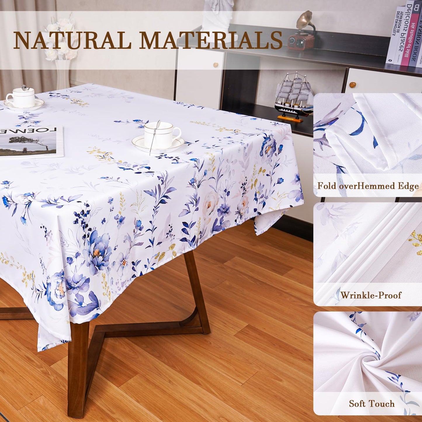 Round Tablecloth 60Inch Green Floral Table Cloth Waterproof Spill-Proof Wrinkle Free Table Cover for Outdoor Party Picnic Dinner Patio Halloween Fall Decor