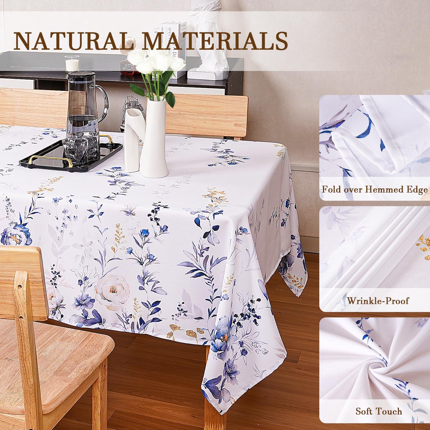 Round Tablecloth 60Inch Green Floral Table Cloth Waterproof Spill-Proof Wrinkle Free Table Cover for Outdoor Party Picnic Dinner Patio Halloween Fall Decor