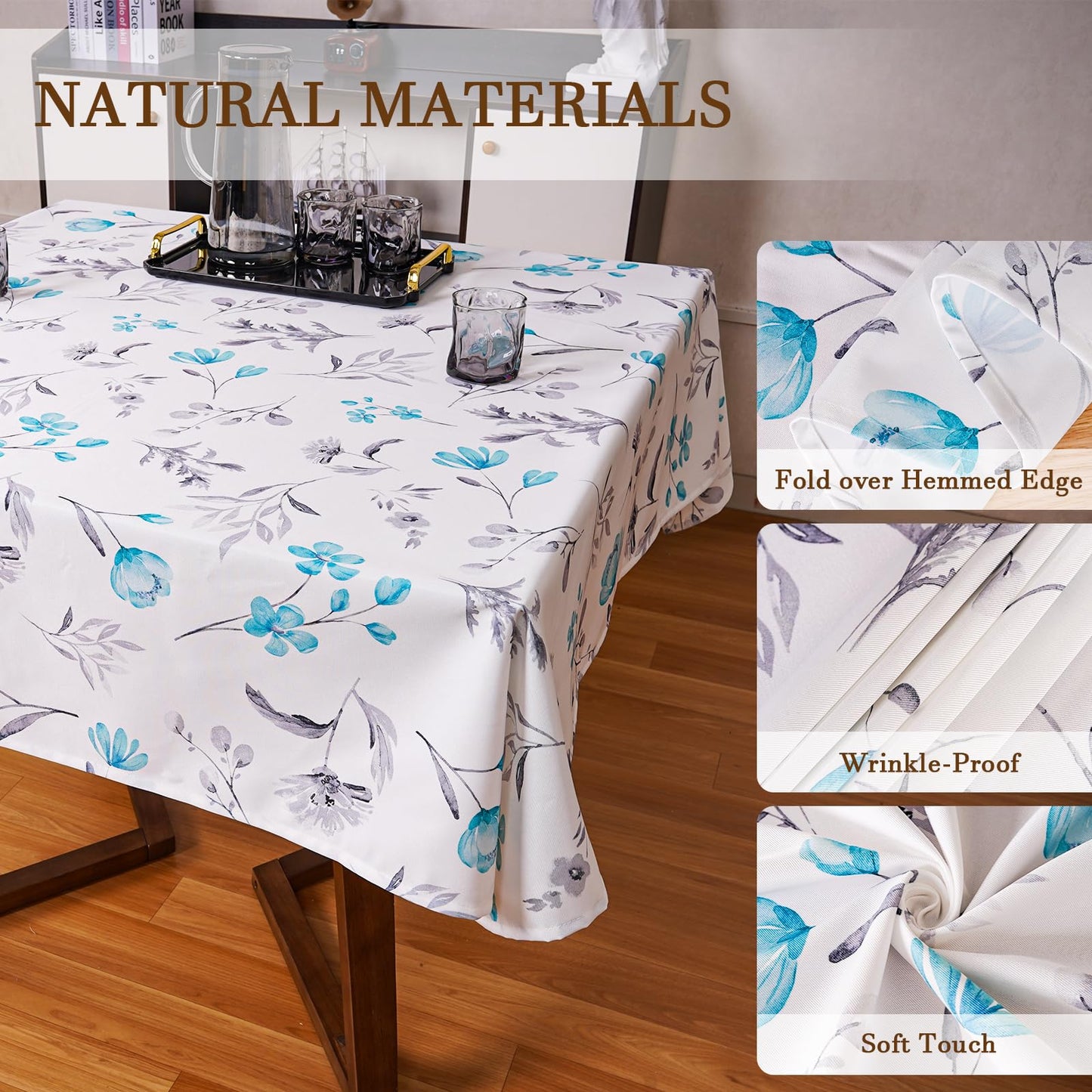 Round Tablecloth 60Inch Green Floral Table Cloth Waterproof Spill-Proof Wrinkle Free Table Cover for Outdoor Party Picnic Dinner Patio Halloween Fall Decor