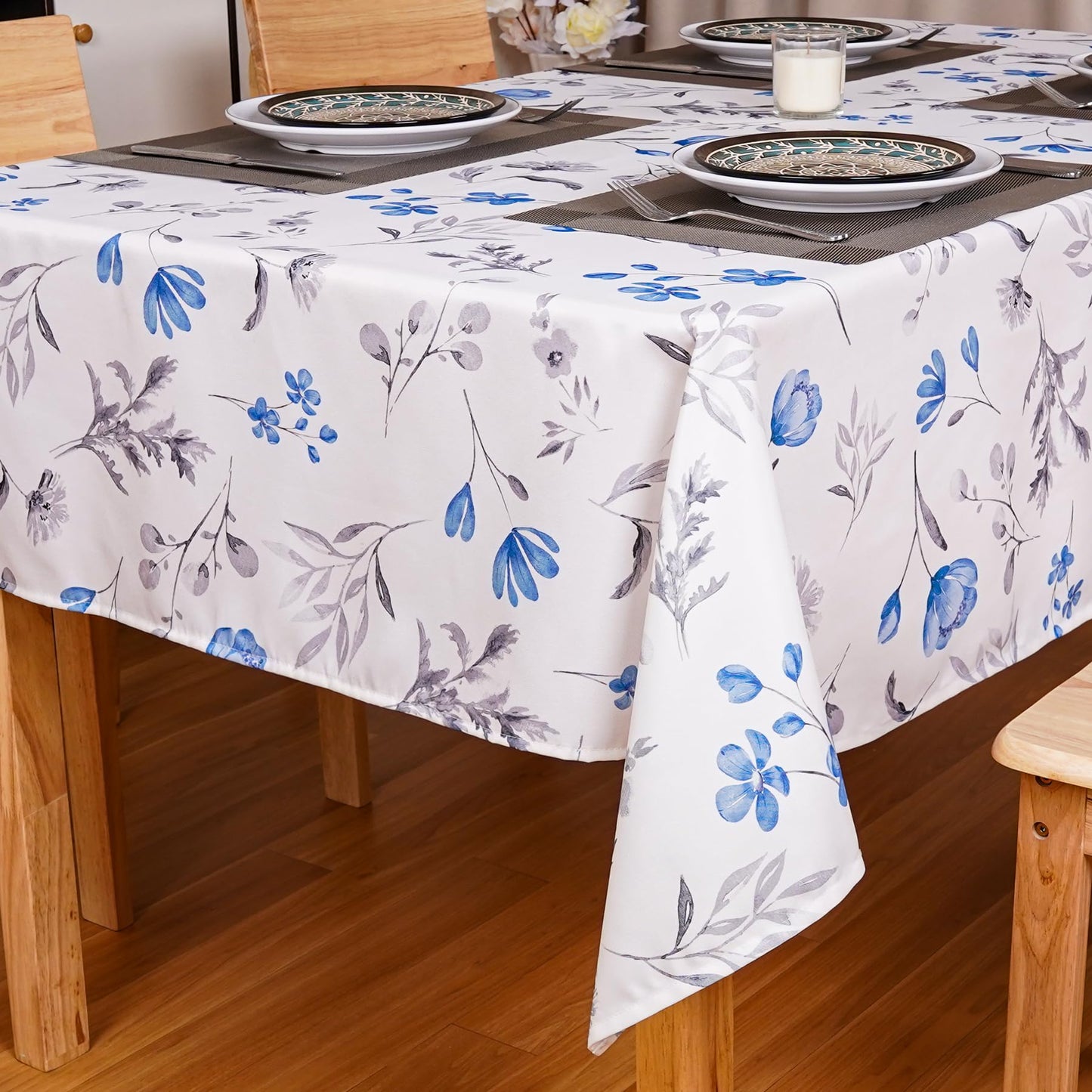 Round Tablecloth 60Inch Green Floral Table Cloth Waterproof Spill-Proof Wrinkle Free Table Cover for Outdoor Party Picnic Dinner Patio Halloween Fall Decor