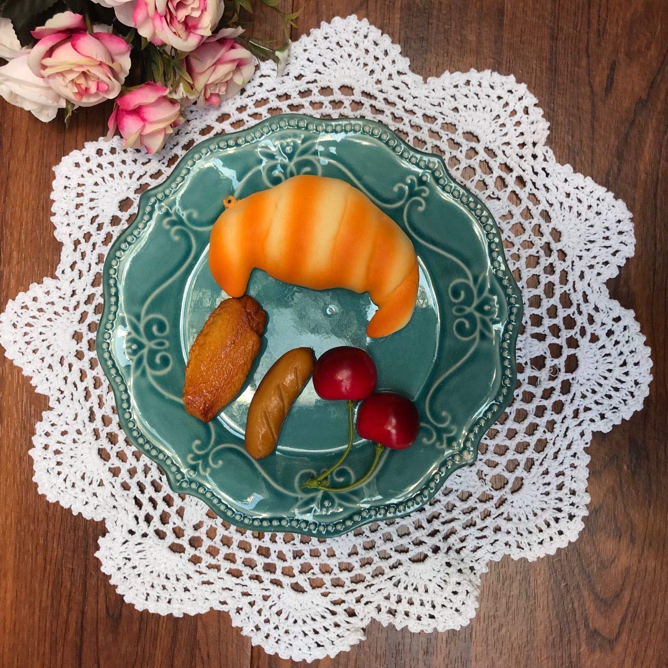 Damanni Cotton Handmade Crochet Lace Tablecloth Doilies Doily,Round,White,19 Inch