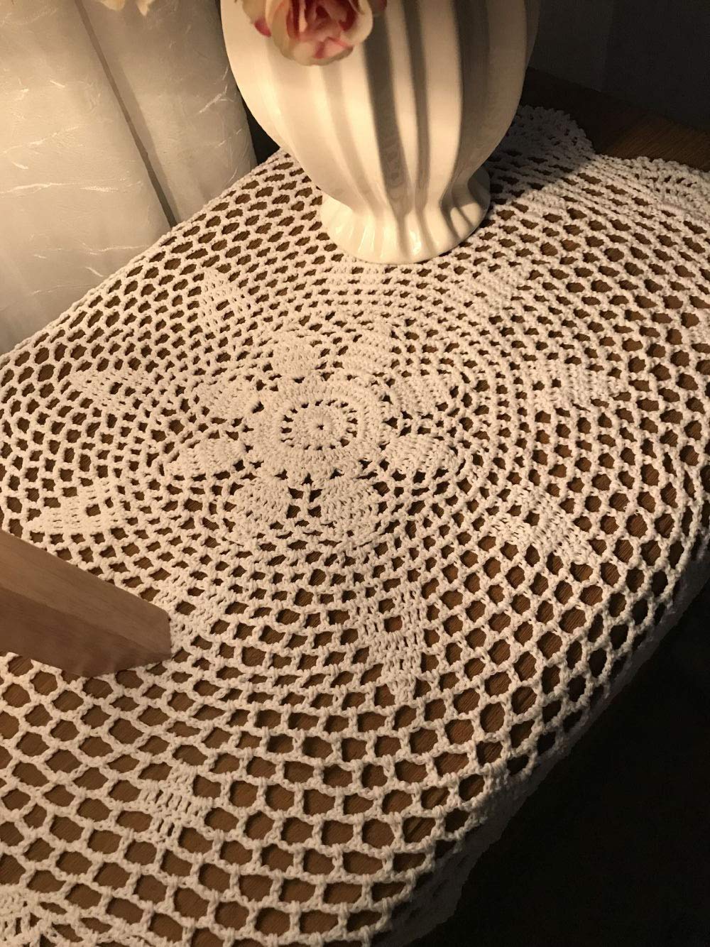 Damanni Cotton Handmade Crochet Lace Tablecloth Doilies Doily,Round,White,19 Inch