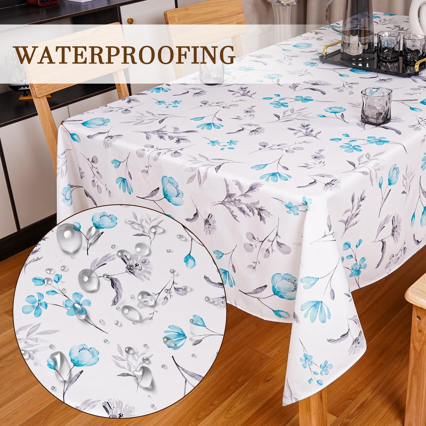 Round Tablecloth 60Inch Green Floral Table Cloth Waterproof Spill-Proof Wrinkle Free Table Cover for Outdoor Party Picnic Dinner Patio Halloween Fall Decor