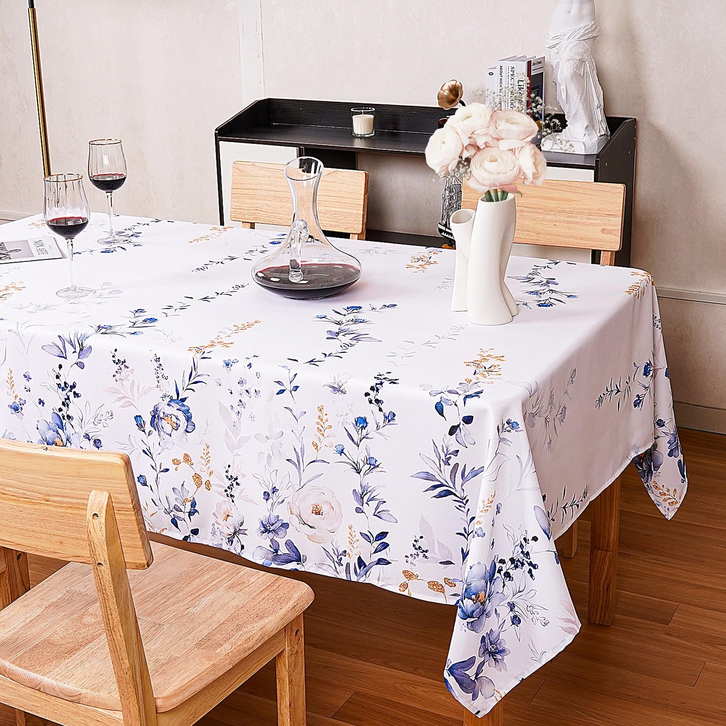 Round Tablecloth 60Inch Green Floral Table Cloth Waterproof Spill-Proof Wrinkle Free Table Cover for Outdoor Party Picnic Dinner Patio Halloween Fall Decor