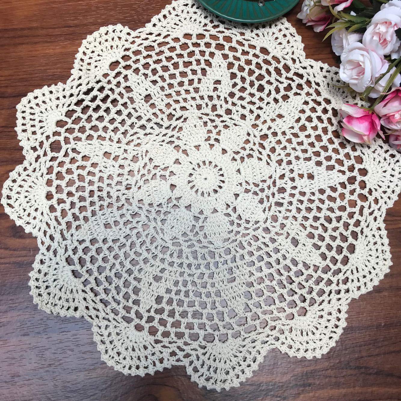 Damanni Cotton Handmade Crochet Lace Tablecloth Doilies Doily,Round,White,19 Inch