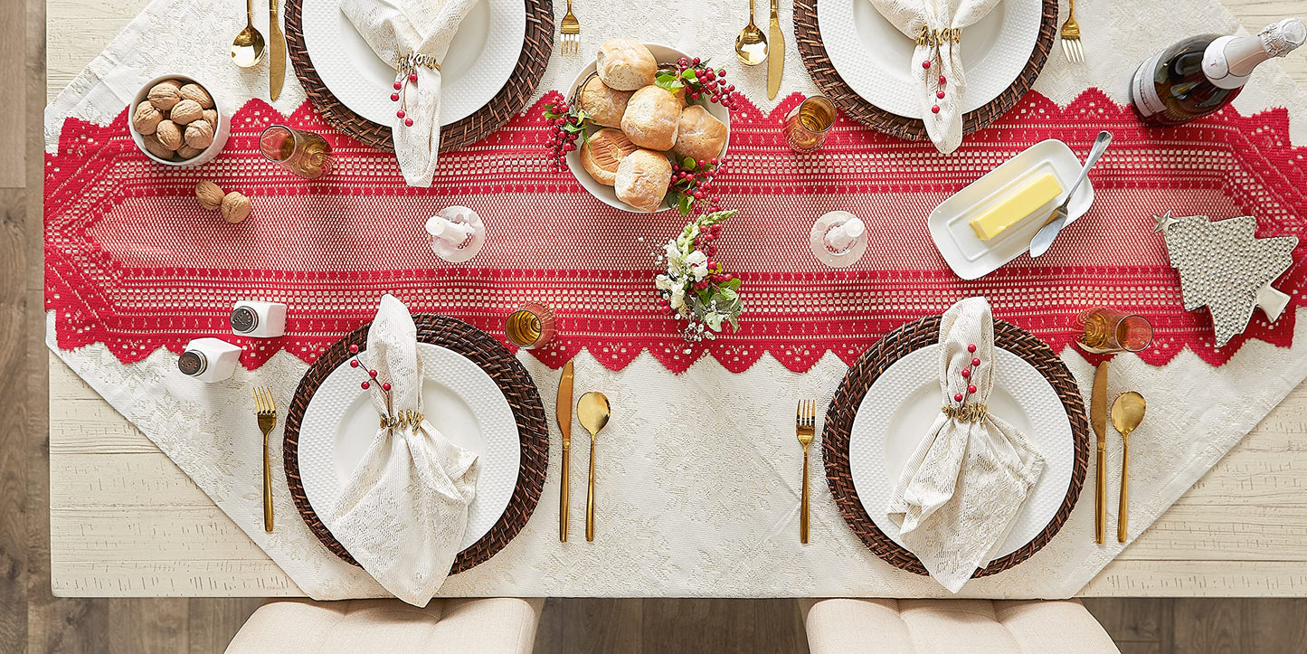 DII Home Essentials 100% Polyester, Machine Washable, Shabby Chic, Vintage Tablecloth or Overlay 63" Round, Floral Lace