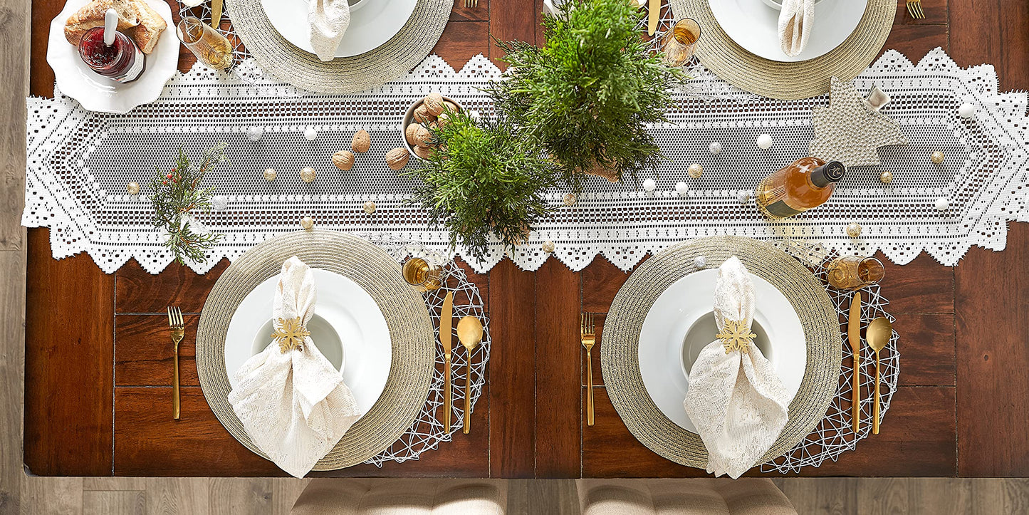 DII Home Essentials 100% Polyester, Machine Washable, Shabby Chic, Vintage Tablecloth or Overlay 63" Round, Floral Lace